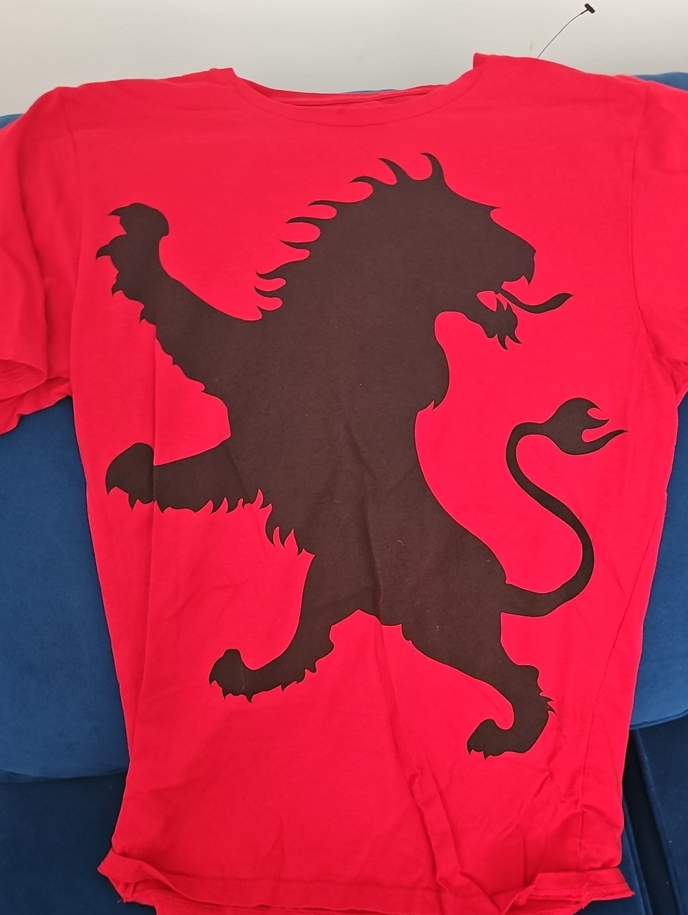 Express Red Short-Sleeve Tee with Black Lion Graphic